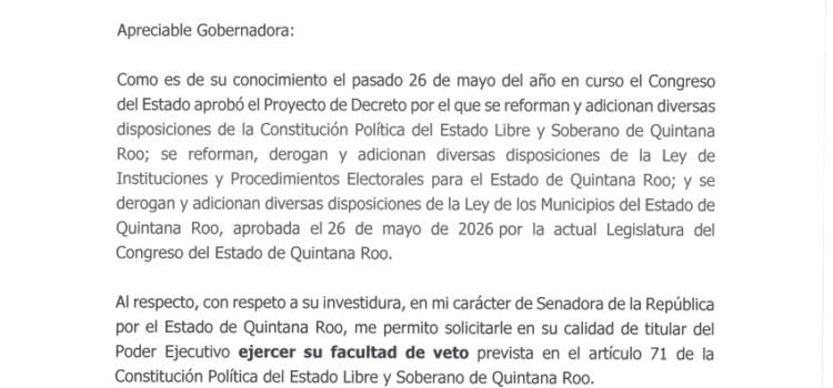 “No se puede legislar para silenciar voces”: Mayuli Martínez pide a Mara Lezama vetar reforma electoral